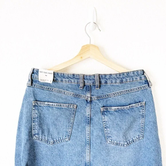 FREE PEOPLE Come as You Are Denim Maxi Skirt Size 8 Dark Indigo - Picture 5 of 9